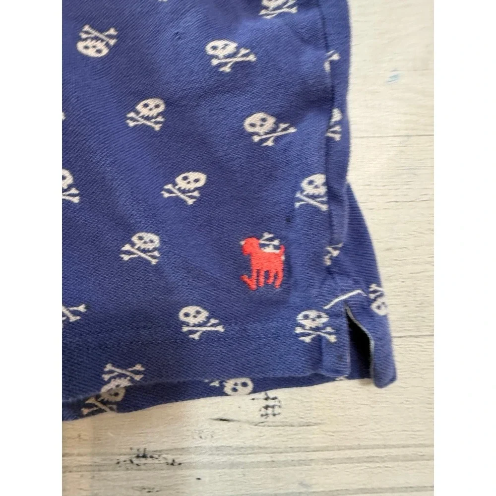 Mini Boden boys blue‎ skull and crossbones polo shirt 4/5